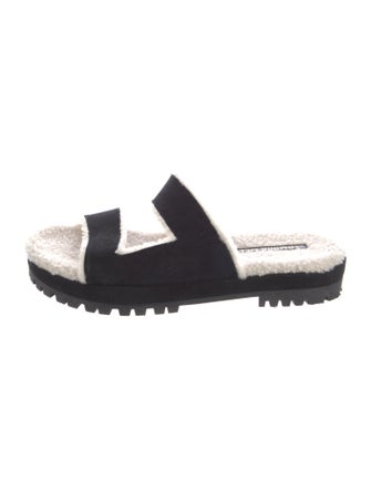 Tamara Mellon Suede Leather Trim Embellishment Slides