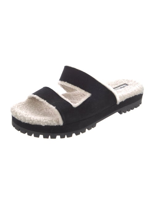 Tamara Mellon Suede Leather Trim Embellishment Slides