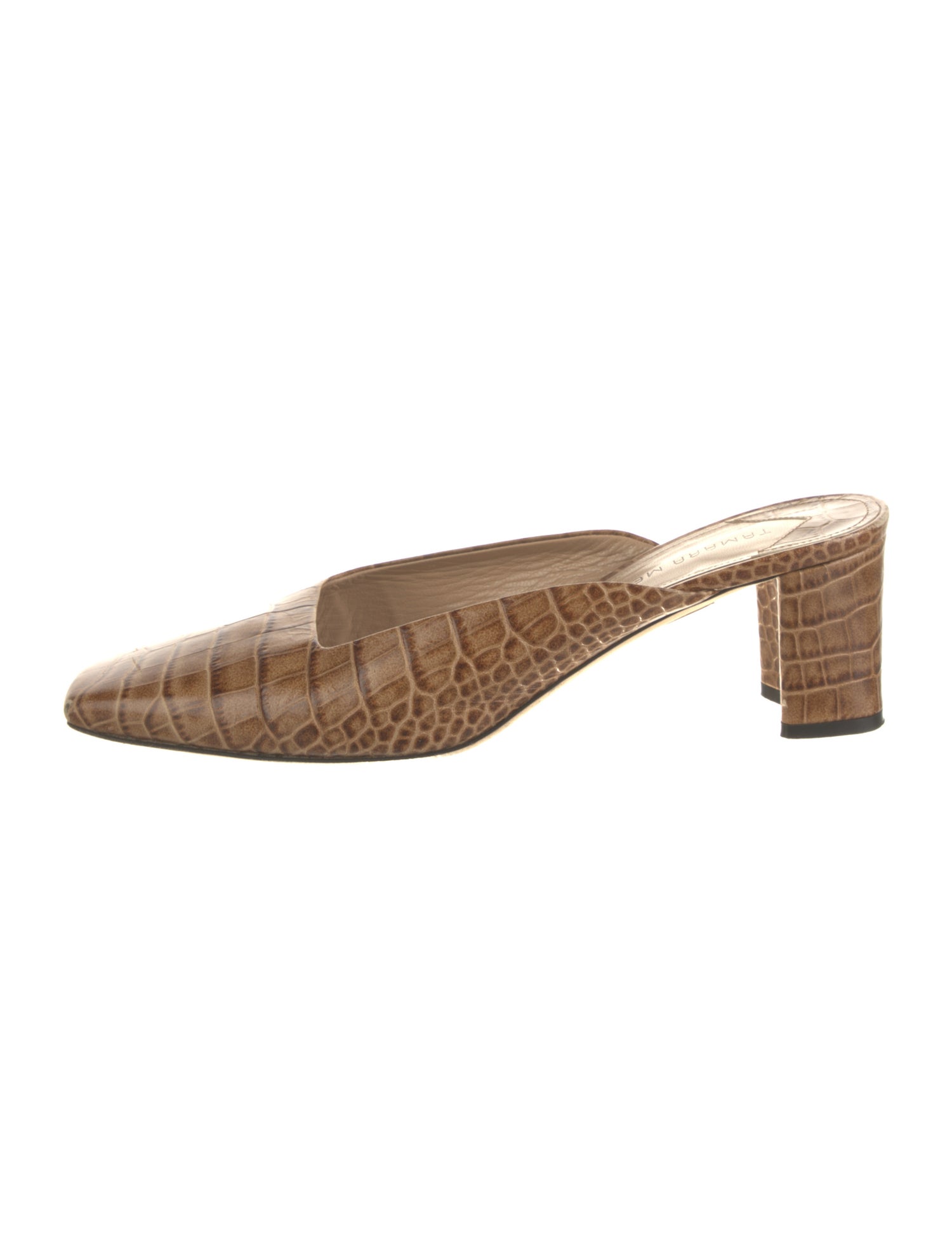 Tamara Mellon Embossed Leather Leather Trim Embellishment Mules