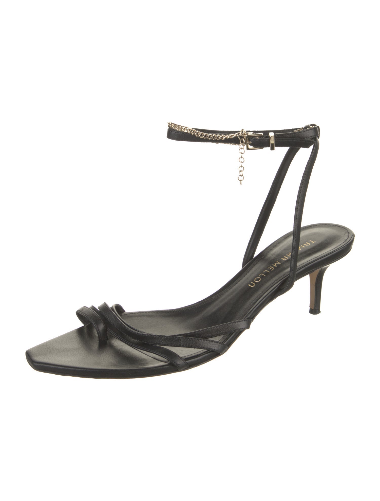 Tamara Mellon Leather Chain-Link Accents Sandals