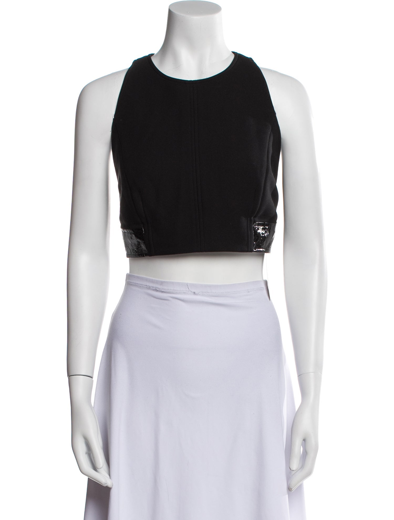 Tamara Mellon Crew Neck Sleeveless Crop Top