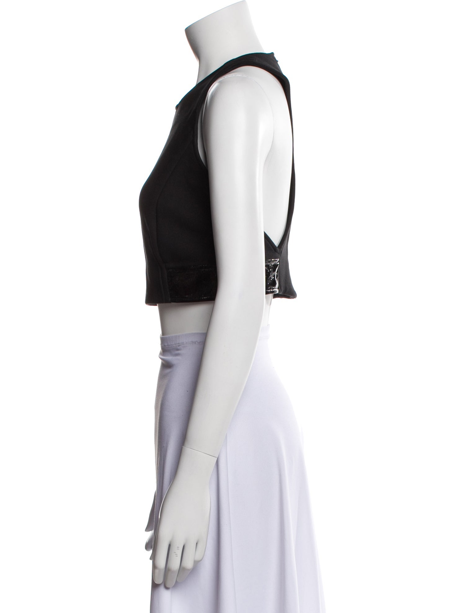 Tamara Mellon Crew Neck Sleeveless Crop Top