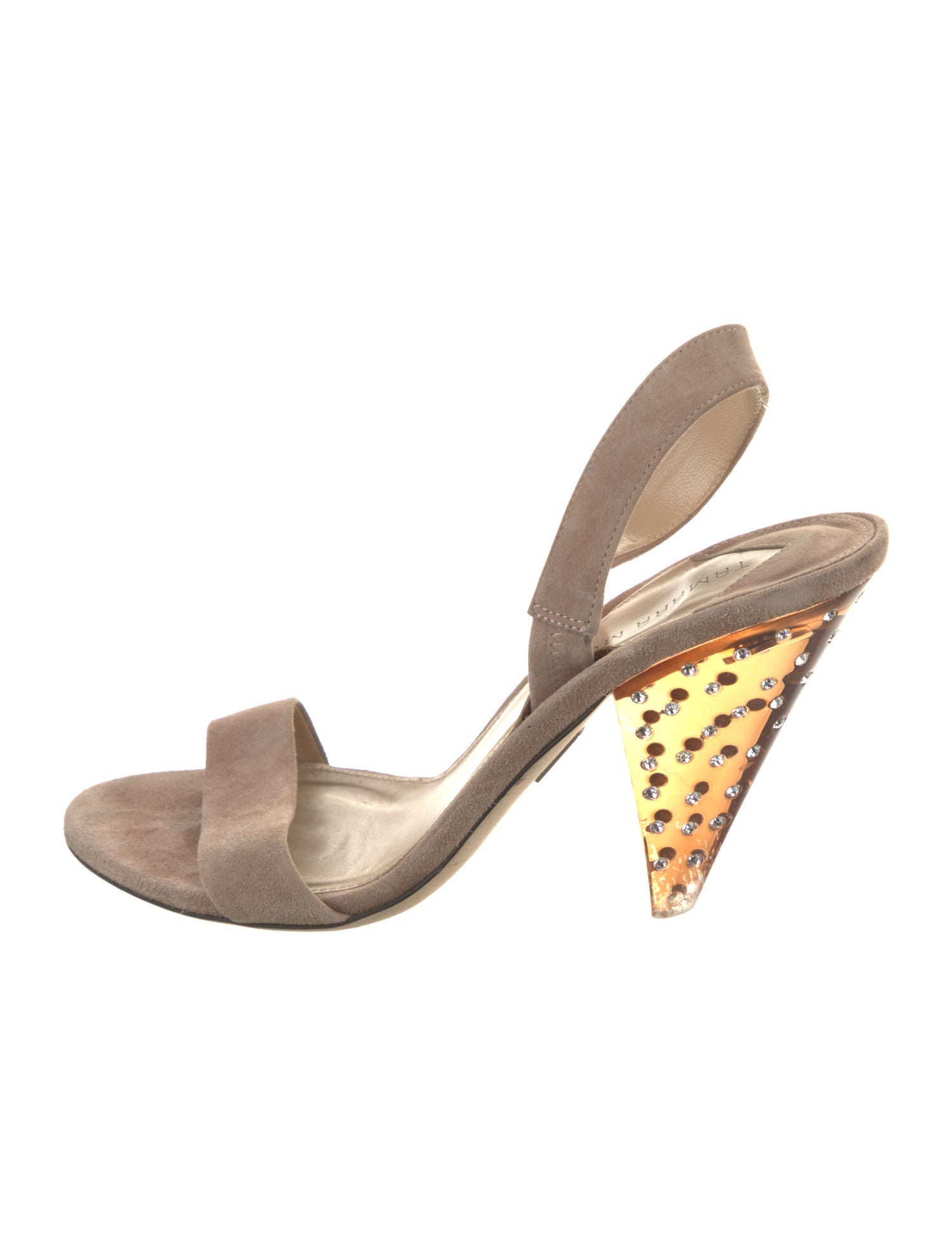 Tamara Mellon Suede Crystal Embellishments Slingback Sandals