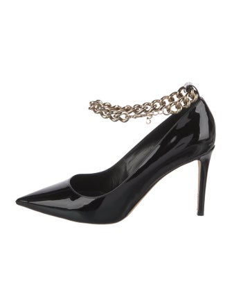 Tamara Mellon Patent Leather Chain-Link Accents Pumps