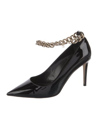 Tamara Mellon Patent Leather Chain-Link Accents Pumps