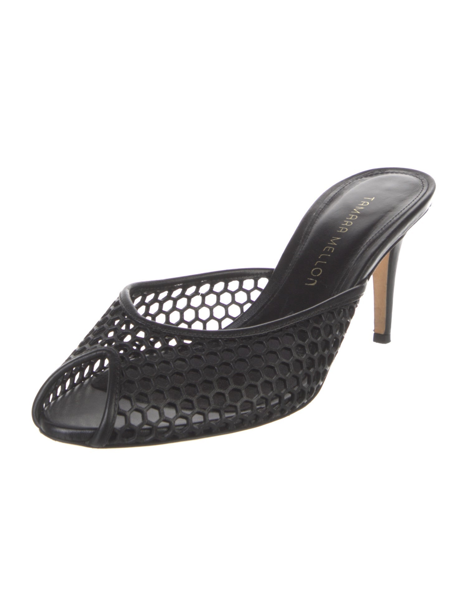 Tamara Mellon Leather Lasercut Accents Mules