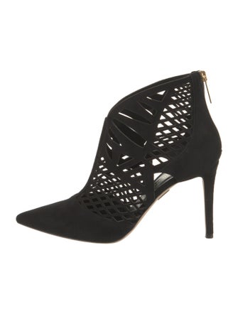 Tamara Mellon Suede Lasercut Accents Lace-Up Boots