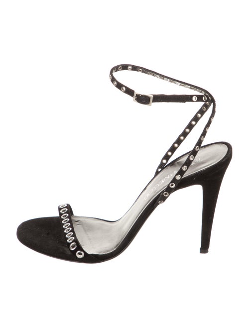 Tamara Mellon Suede Polka Dot Print Sandals