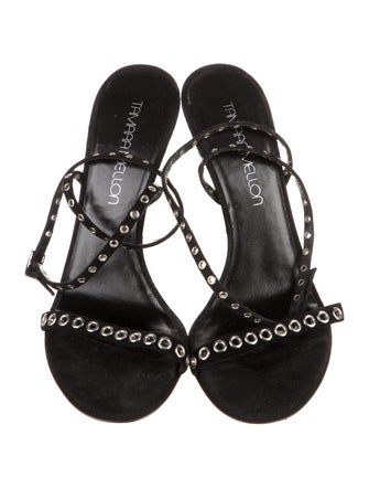 Tamara Mellon Suede Polka Dot Print Sandals