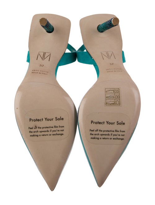 Tamara Mellon Suede Crystal Embellishments Slingback Pumps