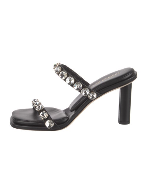 Tamara Mellon Leather Crystal Embellishments Slides