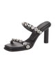 Tamara Mellon Leather Crystal Embellishments Slides