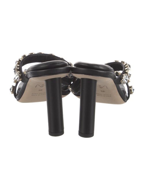 Tamara Mellon Leather Crystal Embellishments Slides