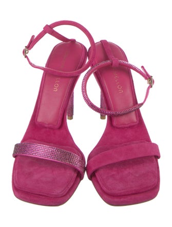 Tamara Mellon Velvet Crystal Embellishments Sandals