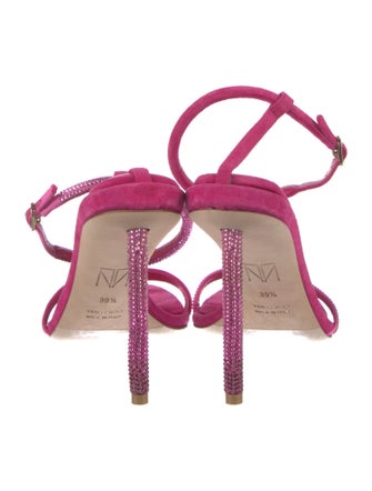 Tamara Mellon Velvet Crystal Embellishments Sandals