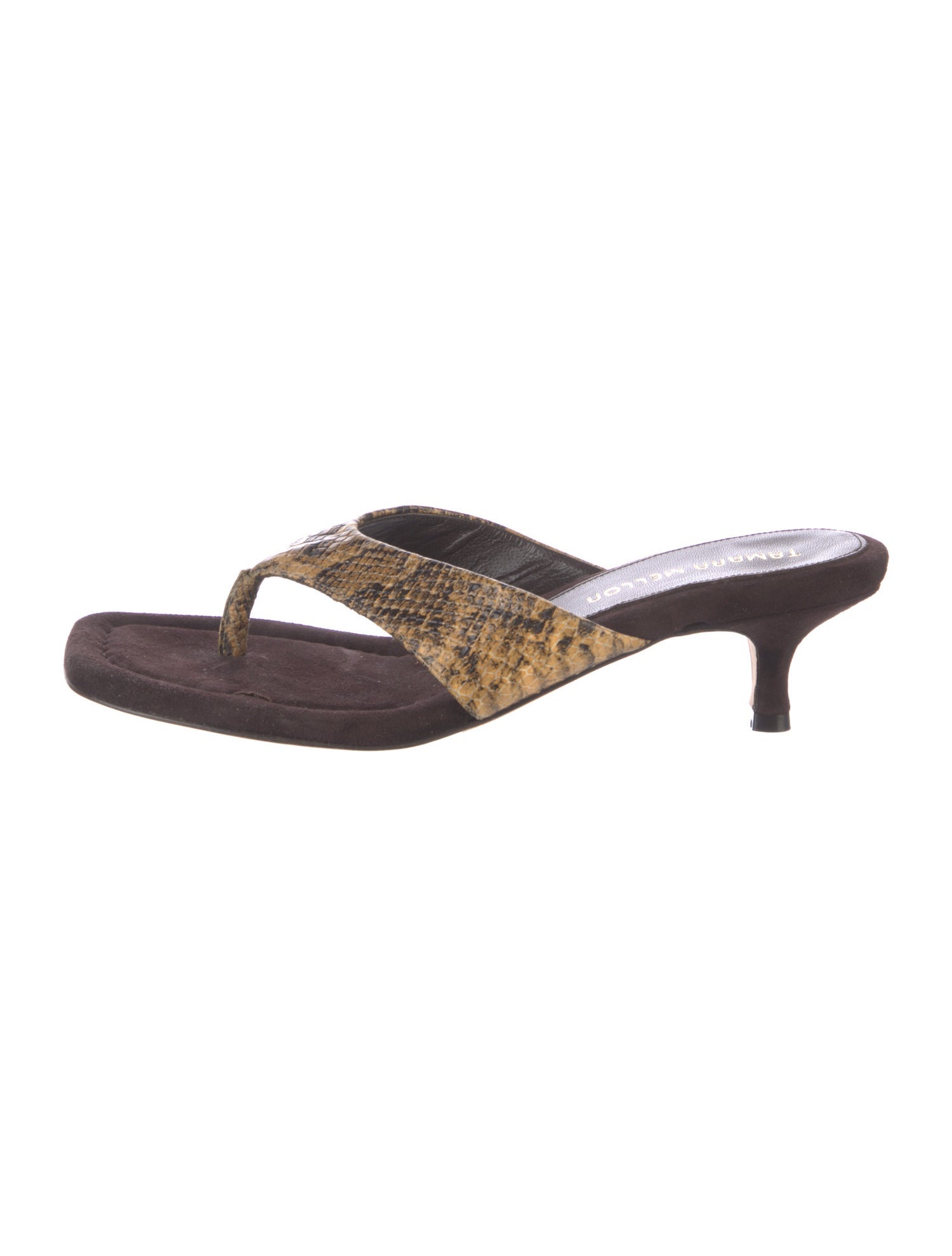 Tamara Mellon Leather Animal Print Slides