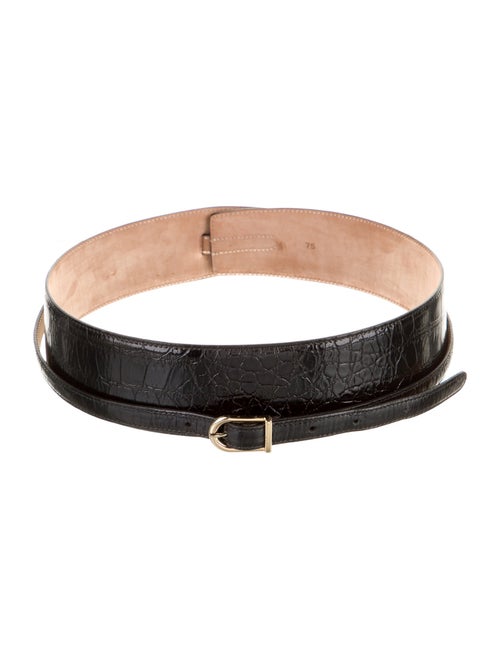 Tamara Mellon Wide Embossed Leather Waist Belt