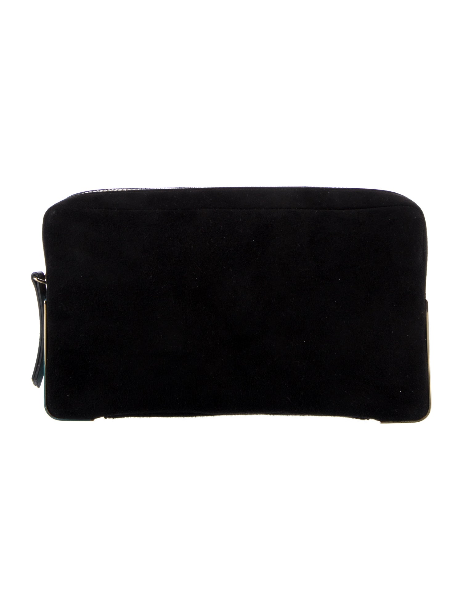 Tamara Mellon Suede Gold-Tone Cosmetic Metal Bag w/ Tags