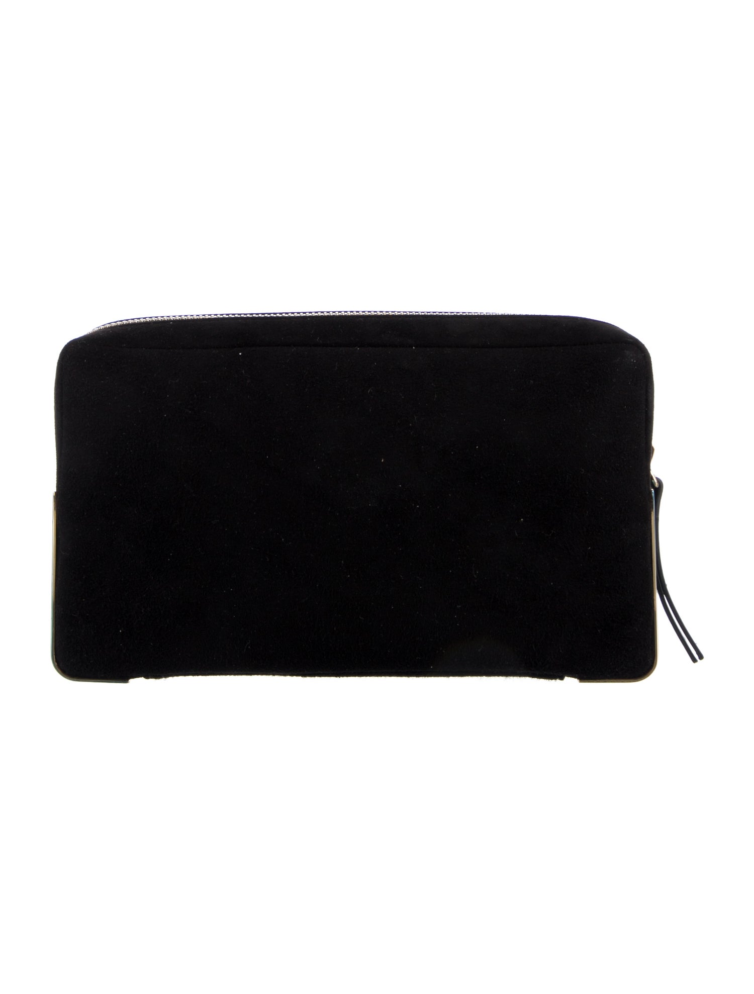 Tamara Mellon Suede Gold-Tone Cosmetic Metal Bag w/ Tags