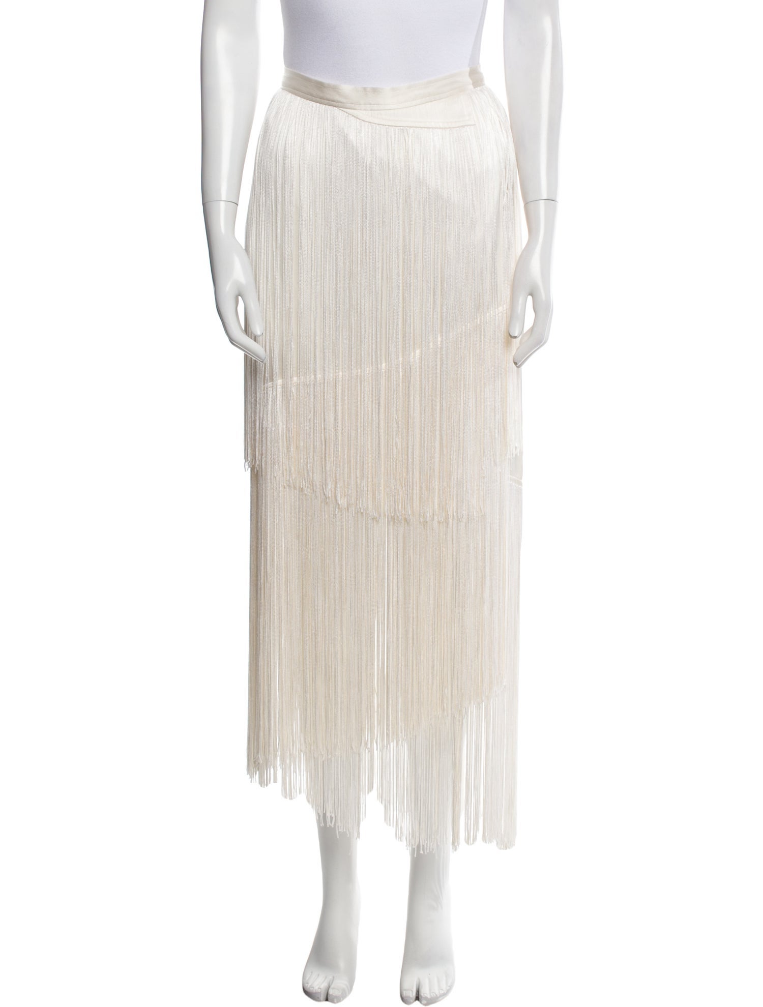 Tamara Mellon Fringe Trim Accent Midi Length Skirt