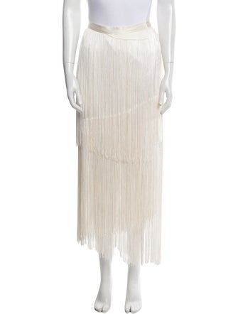 Tamara Mellon Fringe Trim Accent Midi Length Skirt
