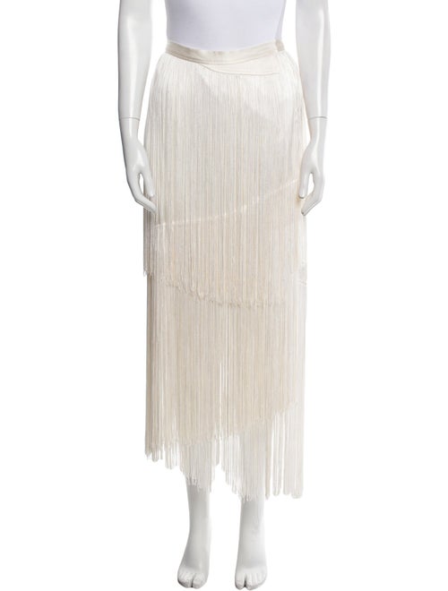Tamara Mellon Fringe Trim Accent Midi Length Skirt