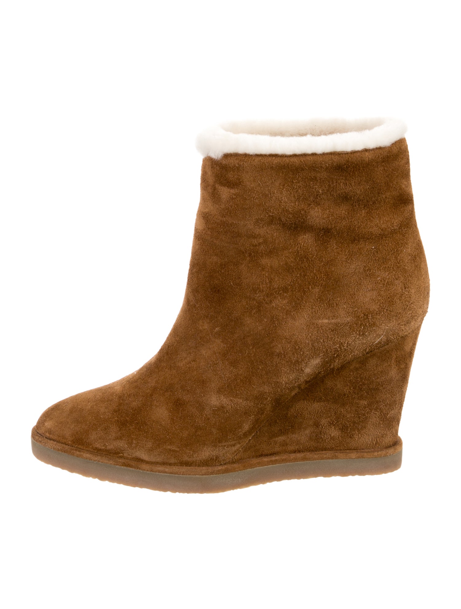 Tamara Mellon Suede Faux Fur Trim Boots