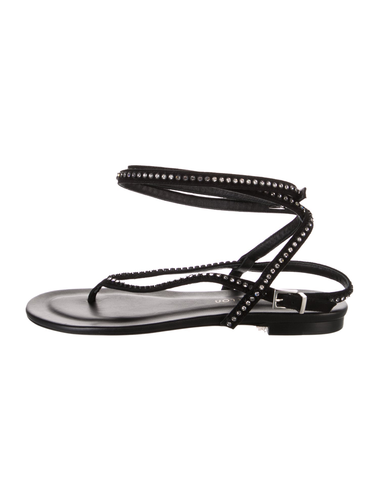 Tamara Mellon Leather Crystal Embellishments Slingback Sandals