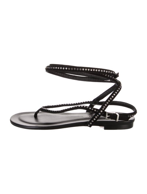 Tamara Mellon Leather Crystal Embellishments Slingback Sandals