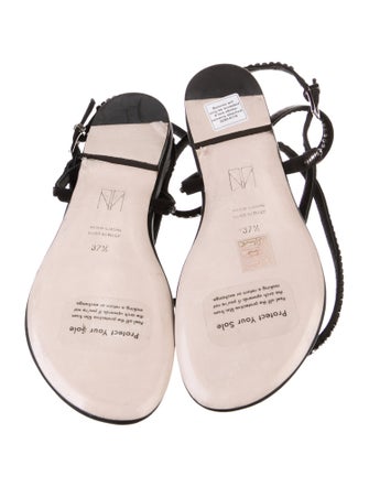 Tamara Mellon Leather Crystal Embellishments Slingback Sandals