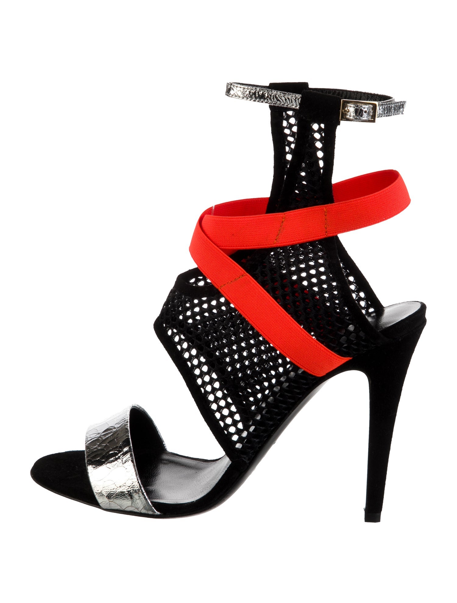 Tamara Mellon Leather Colorblock Pattern Sandals