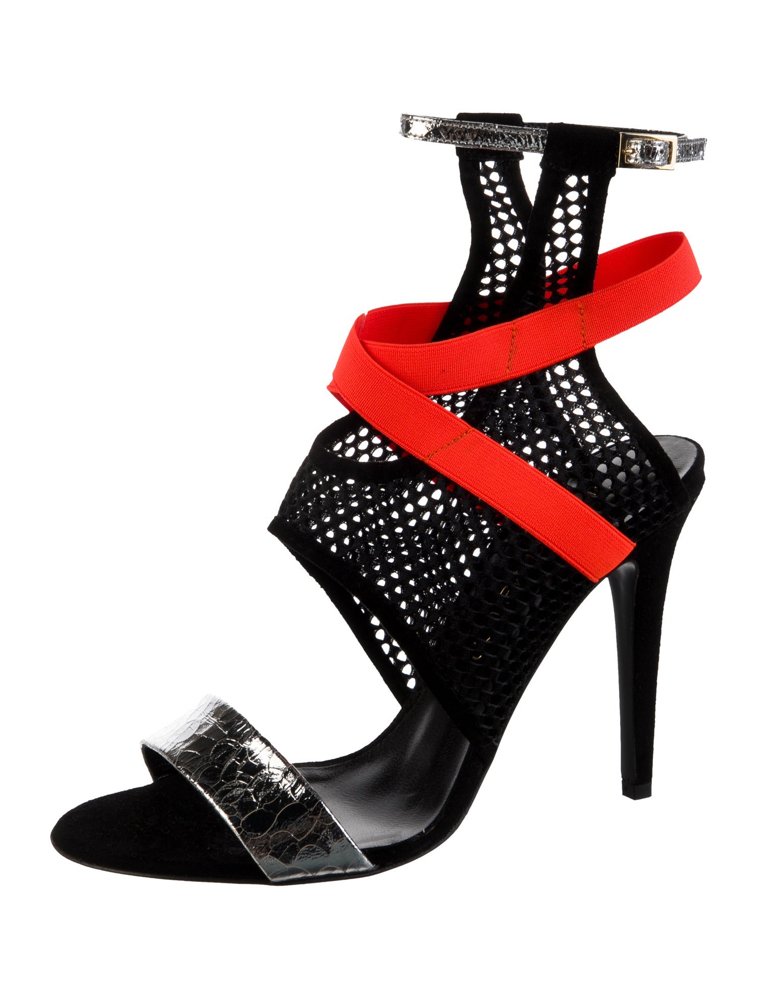 Tamara Mellon Leather Colorblock Pattern Sandals
