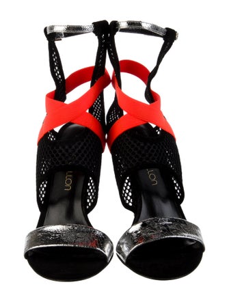 Tamara Mellon Leather Colorblock Pattern Sandals