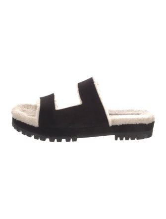 Tamara Mellon Suede Colorblock Pattern Slides