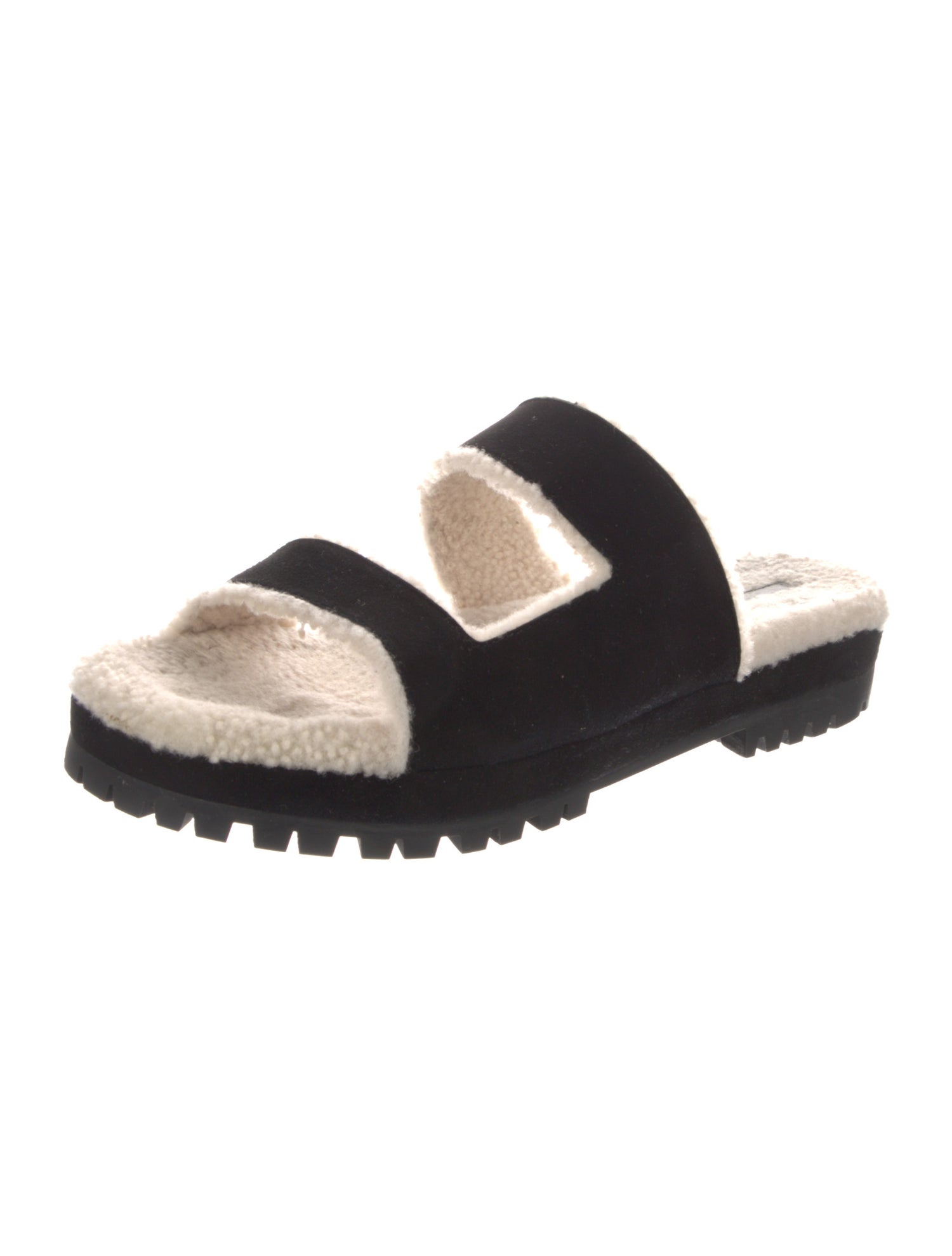 Tamara Mellon Suede Colorblock Pattern Slides