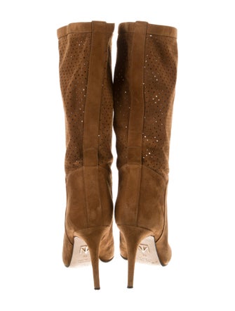 Tamara Mellon Suede Lasercut Accents Boots