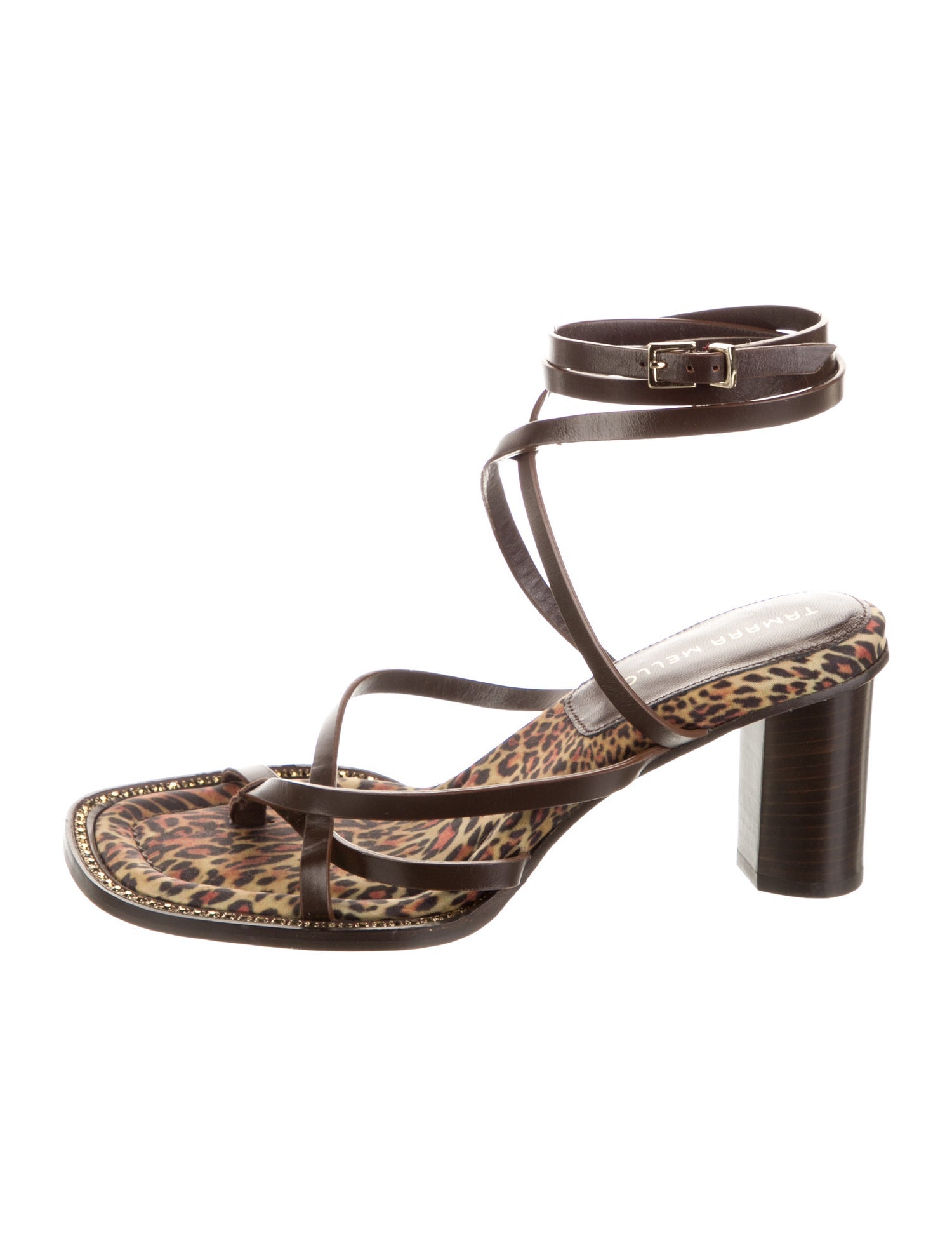 Tamara Mellon Leather Crystal Embellishments Gladiator Sandals