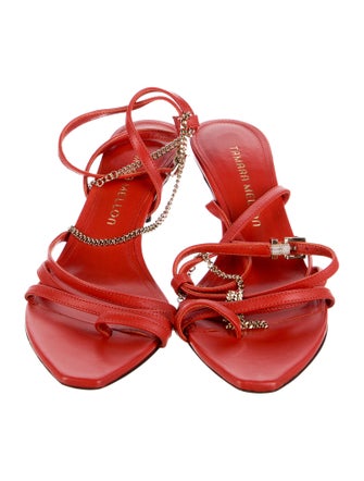 Tamara Mellon Leather Chain-Link Accents Sandals