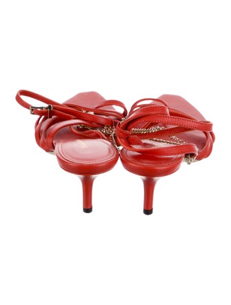 Tamara Mellon Leather Chain-Link Accents Sandals