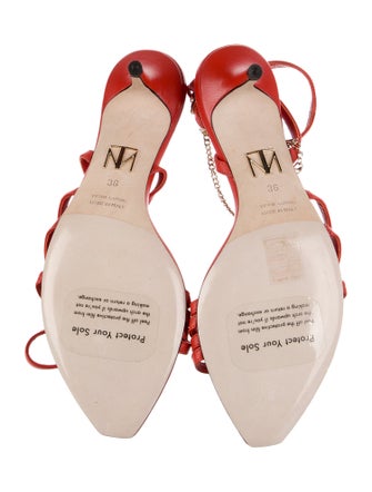 Tamara Mellon Leather Chain-Link Accents Sandals