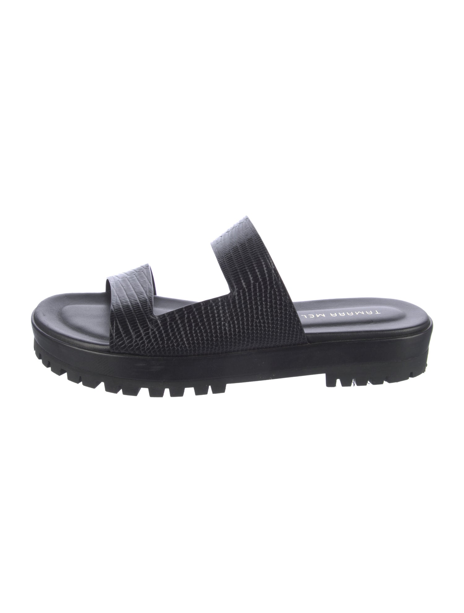 Tamara Mellon Embossed Leather Slides