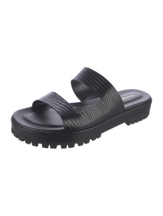 Tamara Mellon Embossed Leather Slides