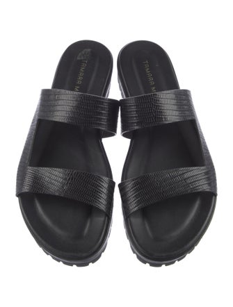 Tamara Mellon Embossed Leather Slides