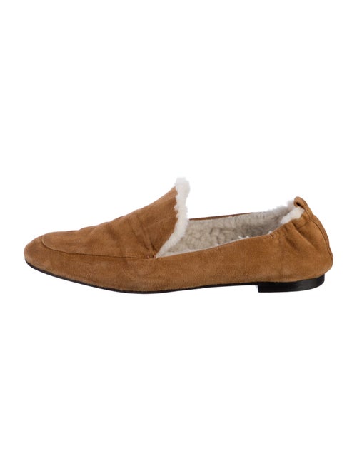 Tamara Mellon Suede Fur Trim Loafers