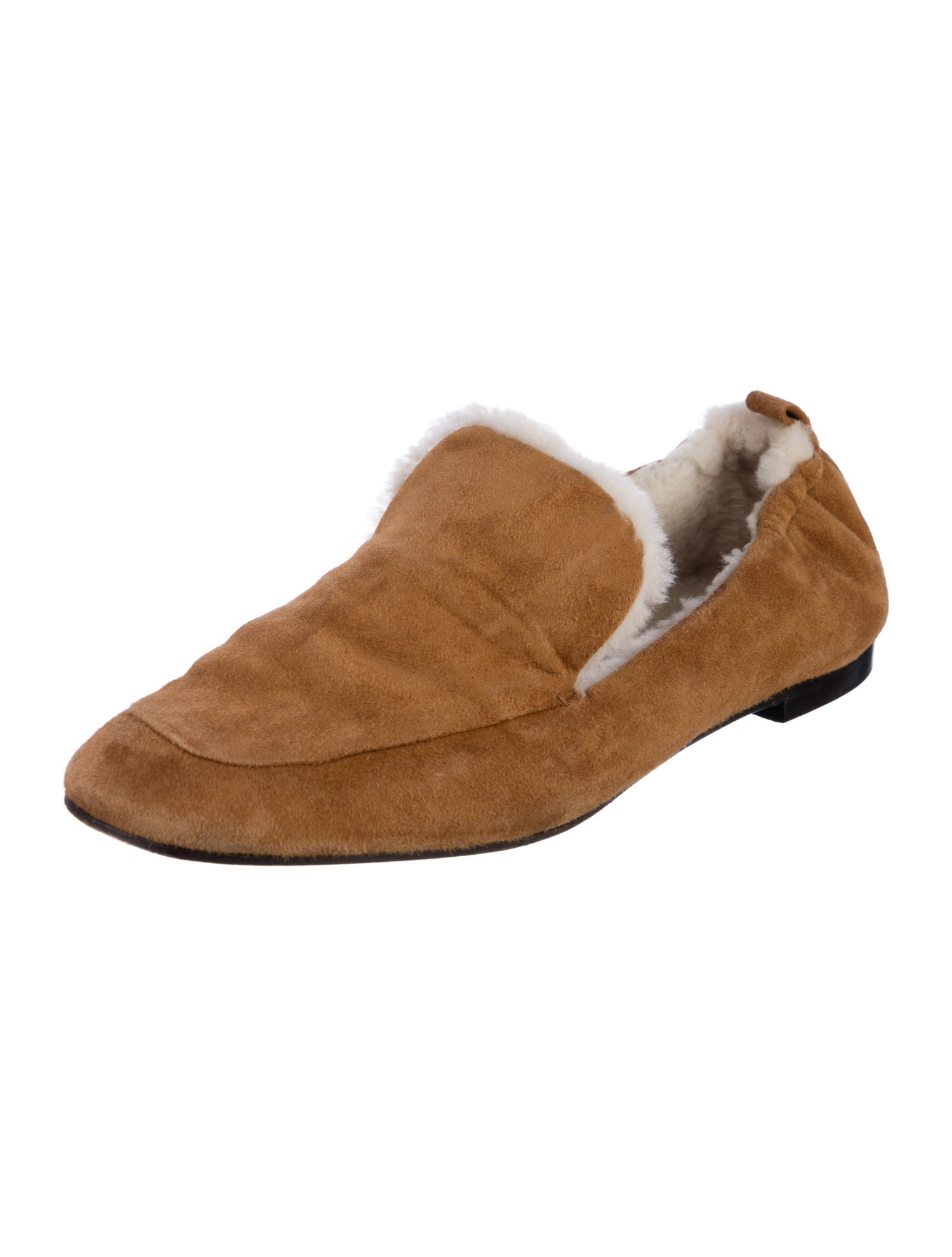 Tamara Mellon Suede Fur Trim Loafers