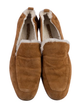 Tamara Mellon Suede Fur Trim Loafers
