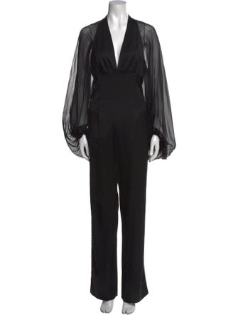 Tamara Mellon Virgin Wool V-Neck Jumpsuit