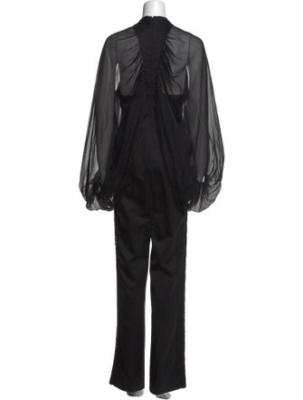 Tamara Mellon Virgin Wool V-Neck Jumpsuit