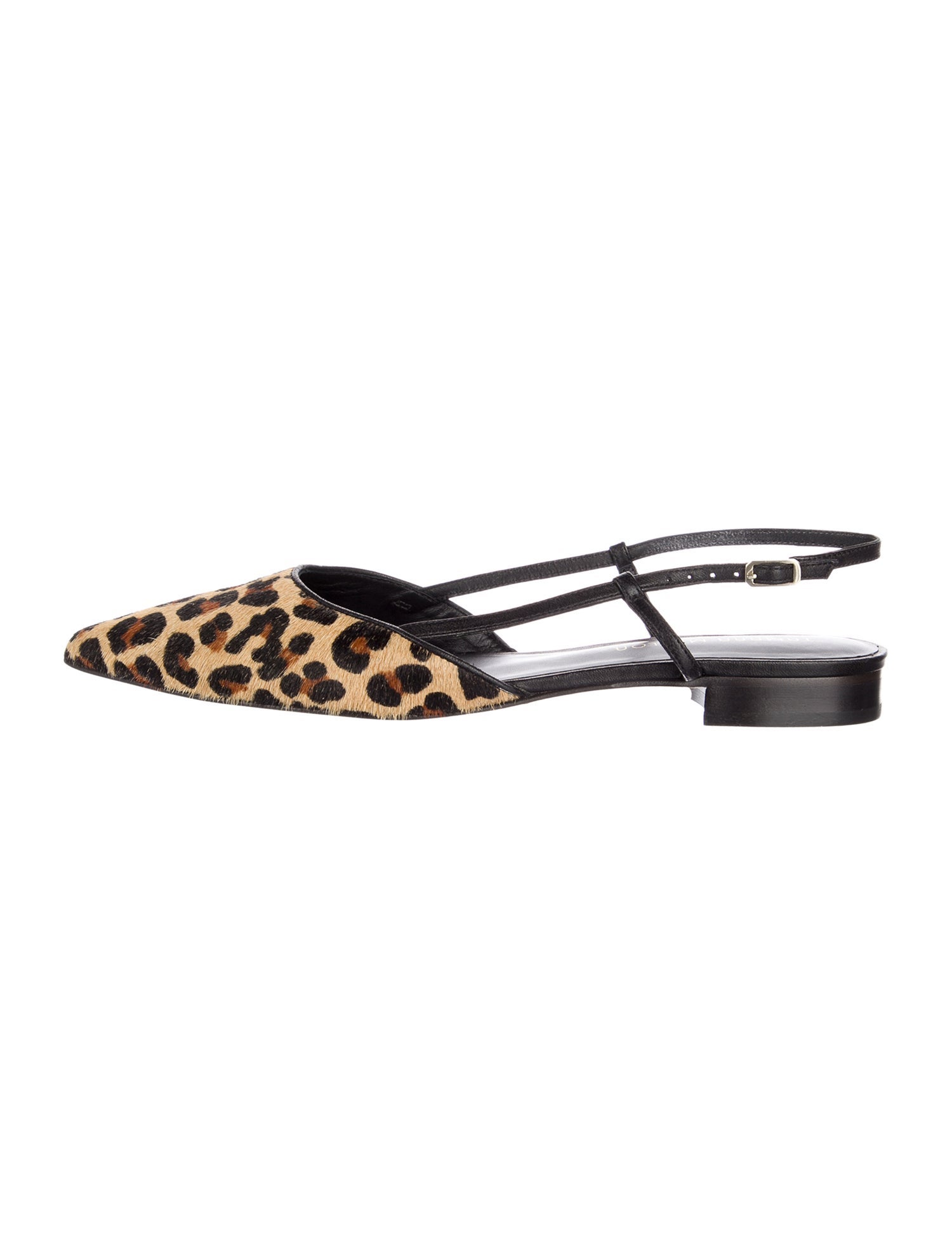 Tamara Mellon Leather Animal Print Slingback Flats