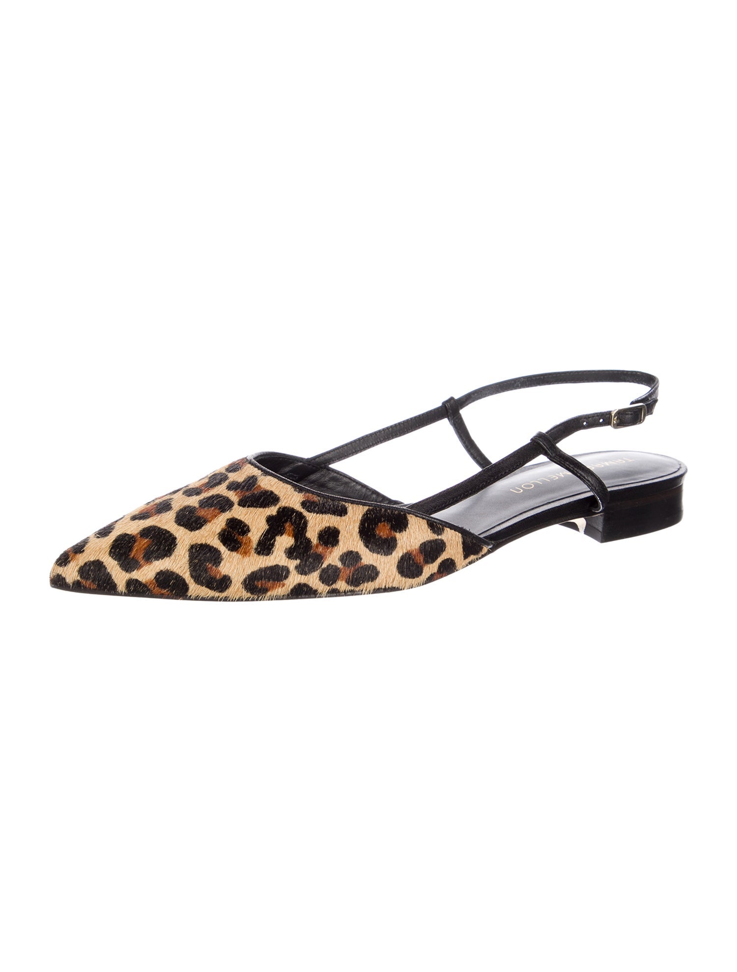 Tamara Mellon Leather Animal Print Slingback Flats